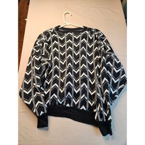 Gary Reed‎ Sweater- Large Black White Chevron Pattern Vintage 90s Womens